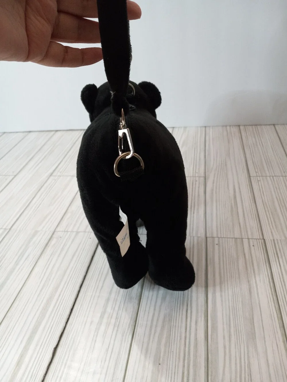 Vintage 2006 Retired Wishpets SURA Baby Black Bear Stuffed Animal Purse